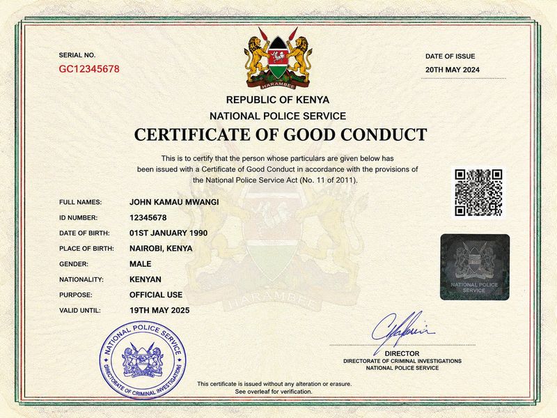 Kenya Certificate of Good Conduct
